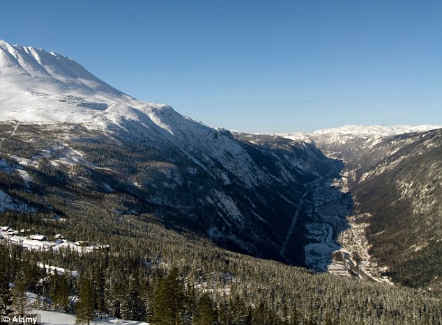 Squeezed between light-blocking mountains, the town of Rjukan spends six months a year in darkness